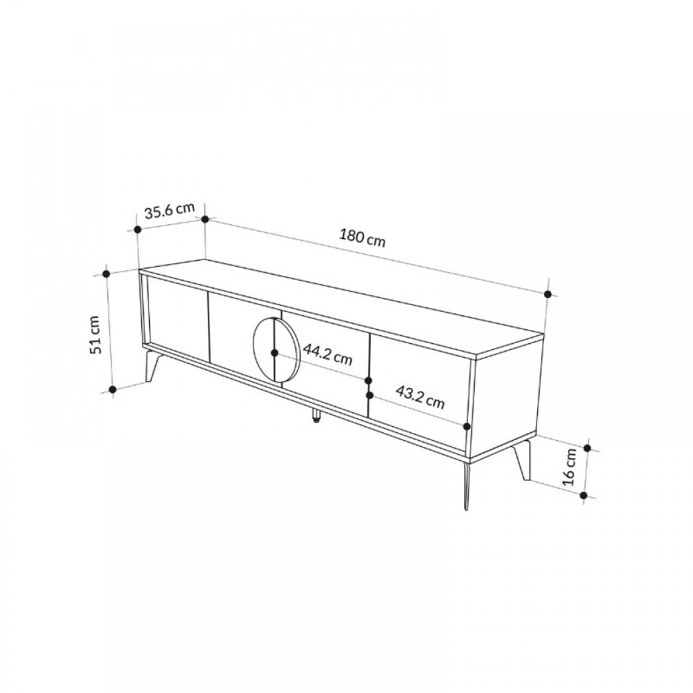 Έπιπλο τηλεόρασης Gora Megapap χρώμα sapphire oak - λευκό 180x35,6x51εκ.