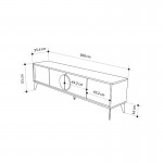 Έπιπλο τηλεόρασης Gora Megapap χρώμα sapphire oak - λευκό 180x35,6x51εκ.