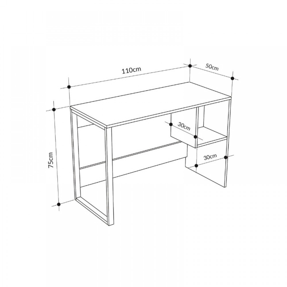 Γραφείο εργασίας Cubo Megapap χρώμα λευκό - sapphire oak 110x50x75εκ.