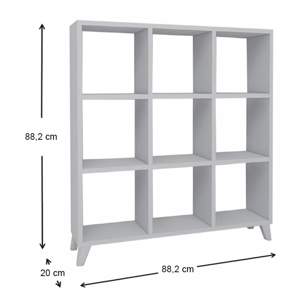 Βιβλιοθήκη μελαμίνης Saul Megapap χρώμα λευκό 88,2x20x88,2εκ.