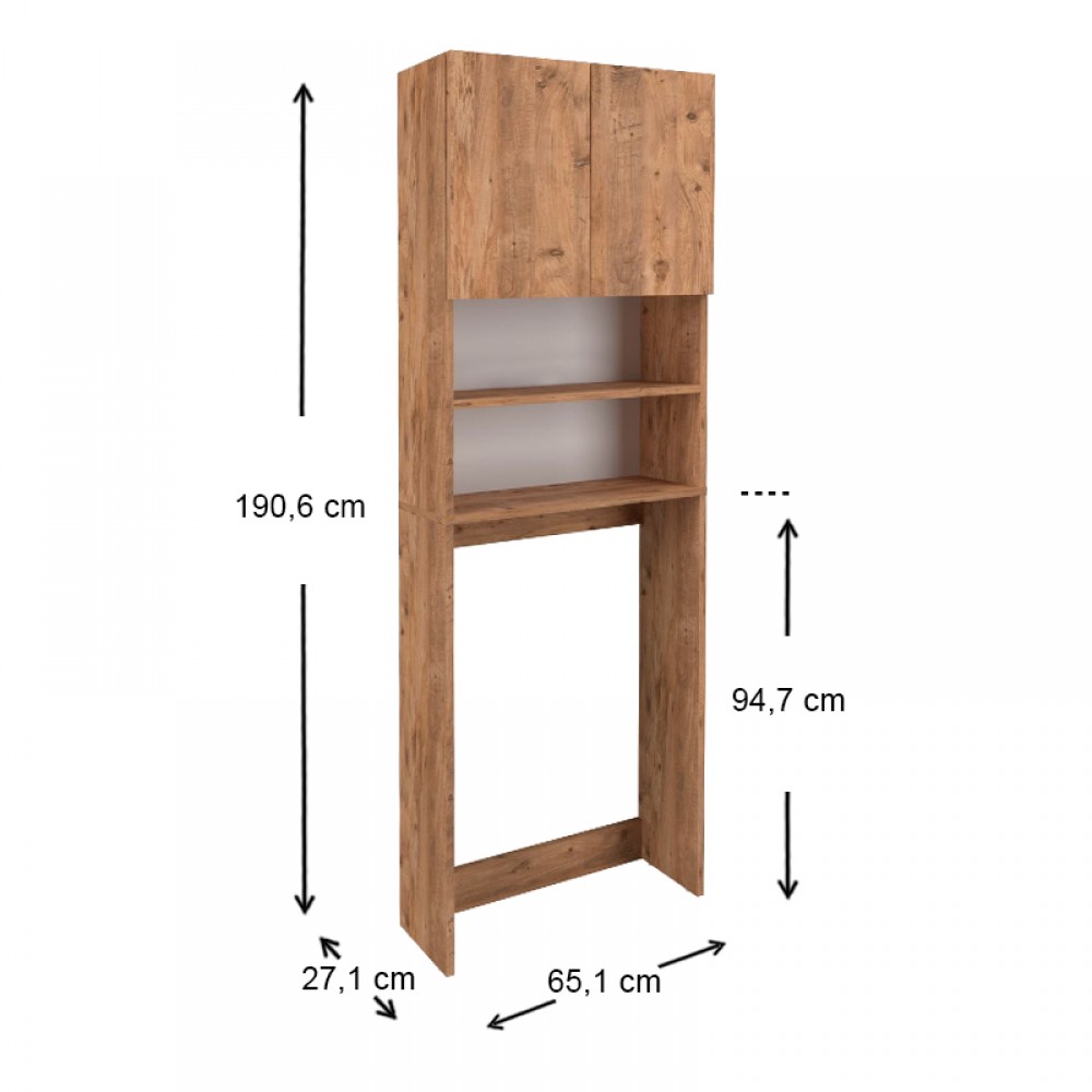 Έπιπλο πλυντηρίου Ramsey Megapap από μελαμίνη χρώμα pine oak 65x27x190,6εκ.