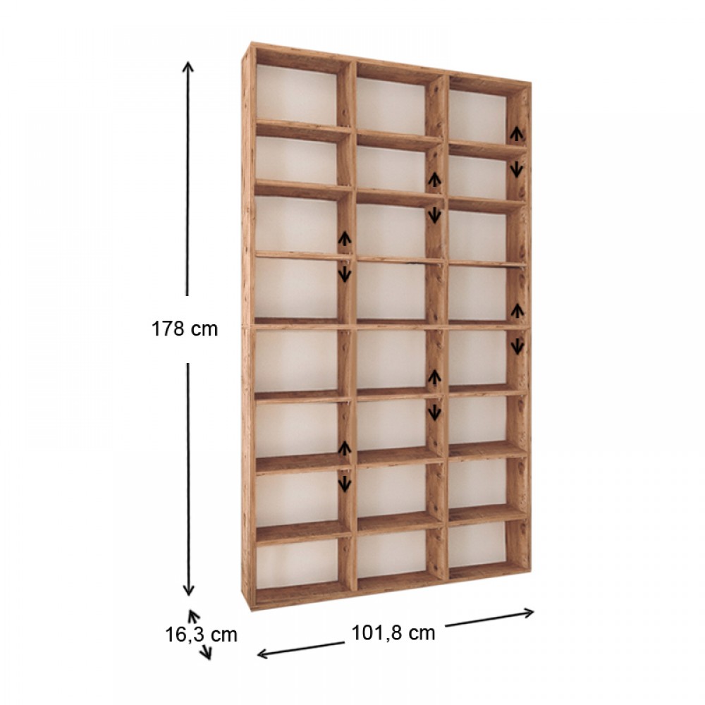 Βιβλιοθήκη μελαμίνης Fyodor Megapap χρώμα pine oak 102x16x178εκ.