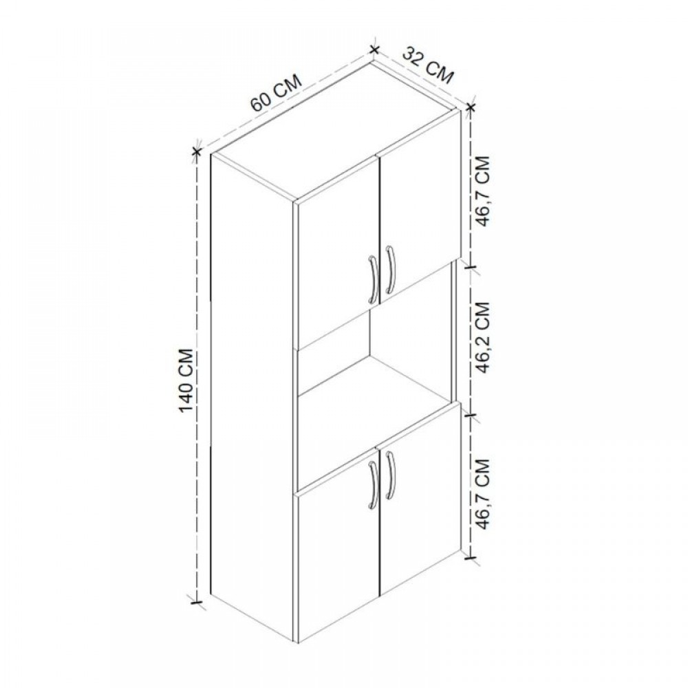 Ντουλάπα κουζίνας Armado Megapap χρώμα λευκό 60x32x140εκ.