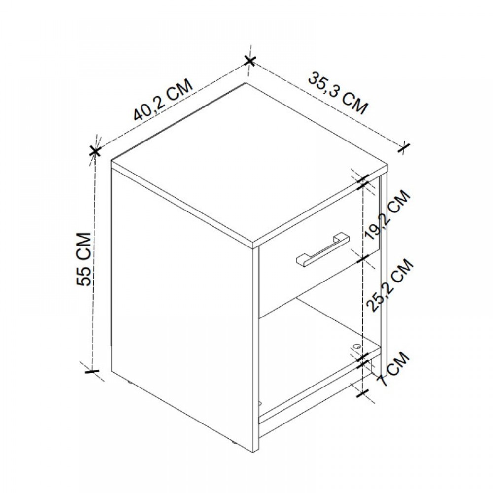 Κομοδίνο Scoty Megapap χρώμα λευκό 40,2x35,3x55εκ.