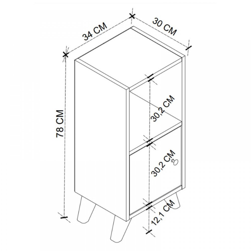 Κομοδίνο Vira Megapap χρώμα λευκό 34x30x78εκ.