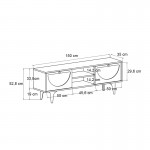 Έπιπλο τηλεόρασης Aureta Megapap χρώμα λευκό - sapphire oak 150x35x52,8 εκ.