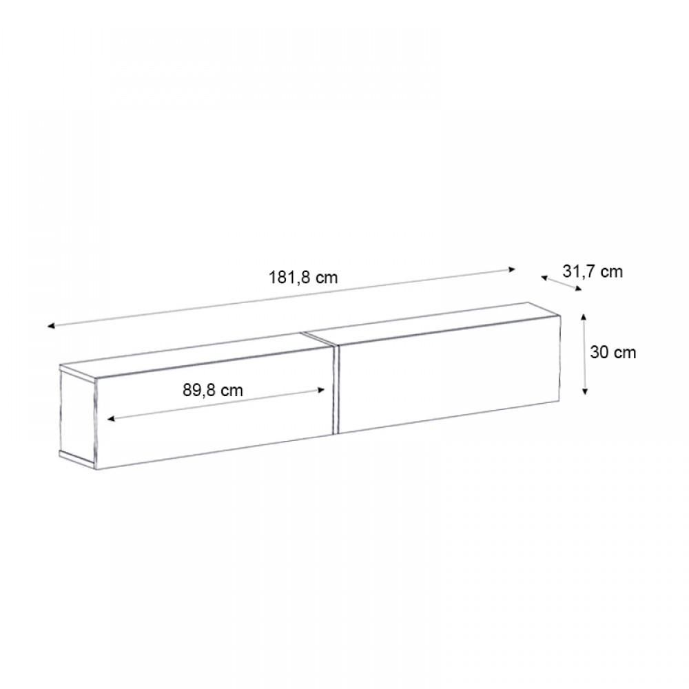 Έπιπλο τηλεόρασης επιτοίχιο Figure Megapap με LED χρώμα μαύρο εφέ μαρμάρου 181,8x31,7x30εκ.