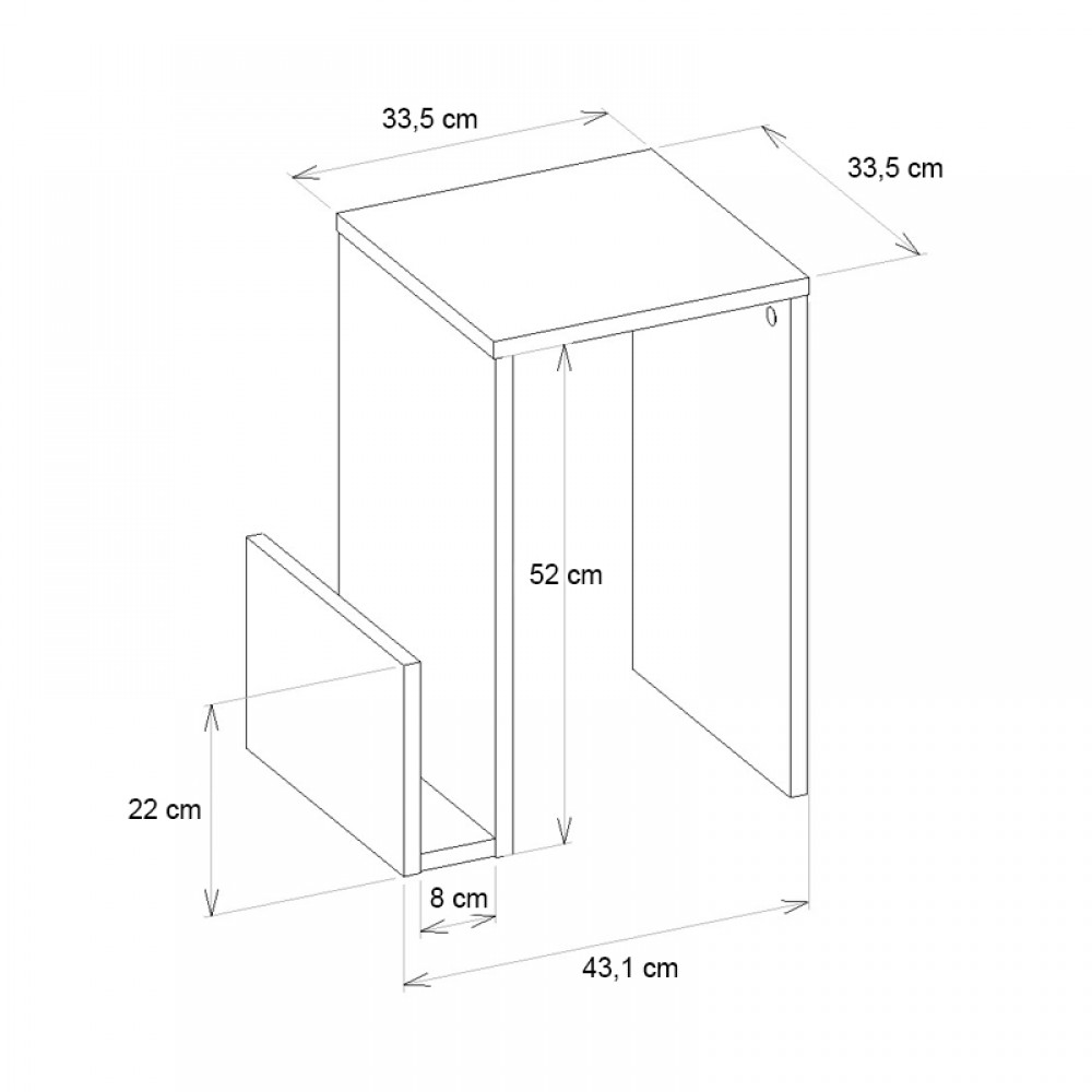 Τραπεζάκι βοηθητικό Regnar Megapap χρώμα rebab 43,1x33,5x52εκ.