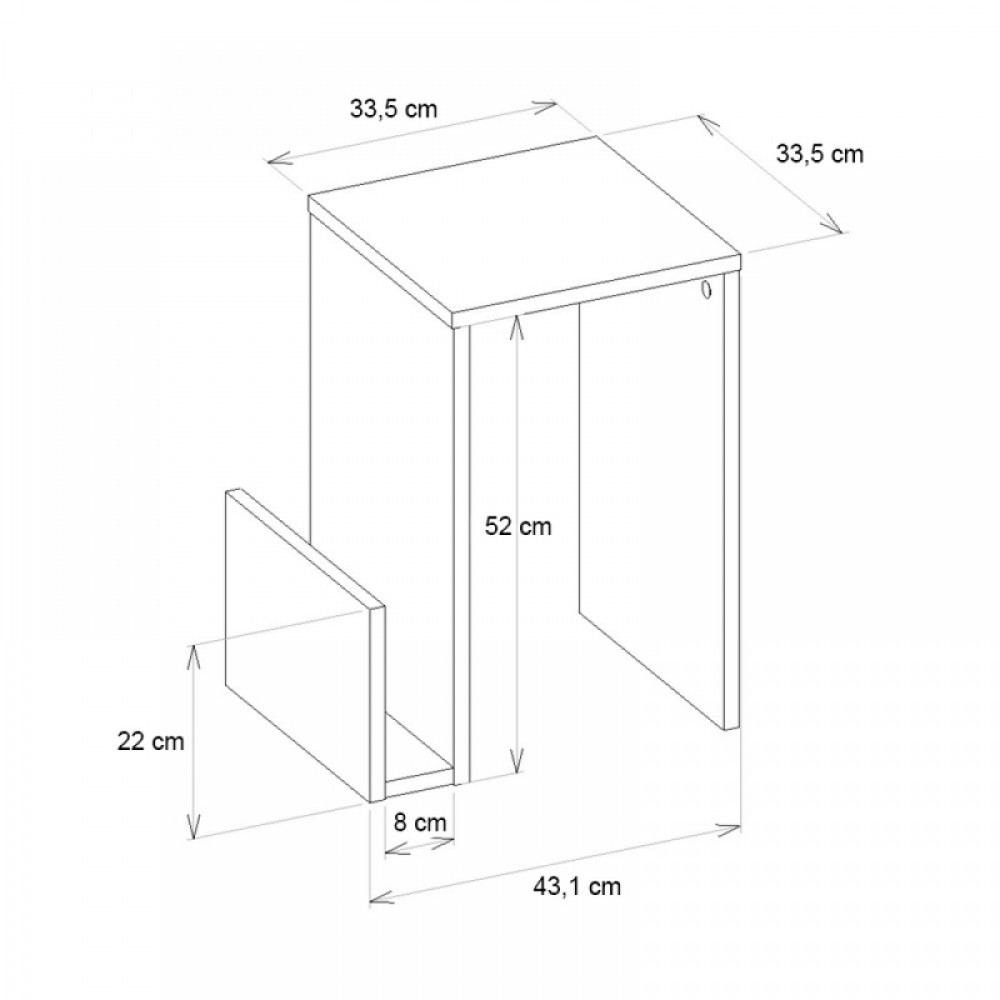 Τραπεζάκι βοηθητικό Regnar Megapap χρώμα sapphire oak 43,1x33,5x52εκ.