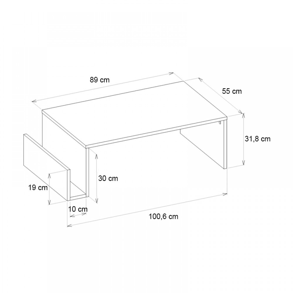 Τραπεζάκι σαλονιού Regnar Megapap χρώμα rebab 100,6x55x31,8εκ.