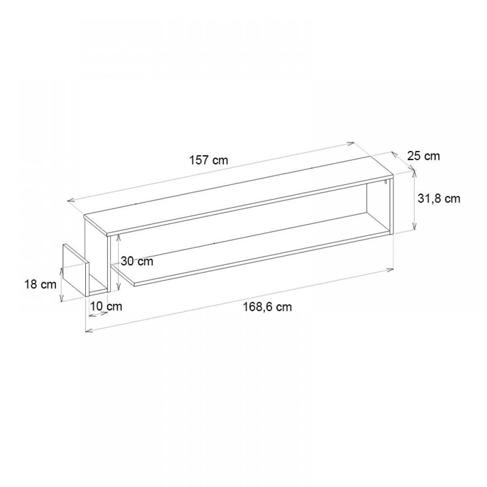 Έπιπλο τηλεόρασης επιτοίχιο Regnar Megapap χρώμα rebab 168,6x25x31,8εκ.