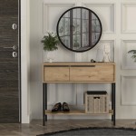 Κονσόλα με καθρέπτη Suzy Megapap χρώμα sepet oak 90x29,6x76εκ.