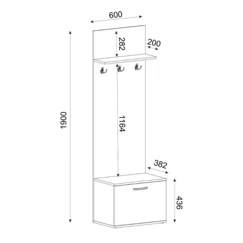 Έπιπλο εισόδου Track Megapap χρώμα sapphire oak 60x38,2x190εκ.