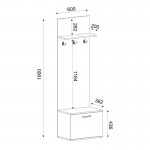 Έπιπλο εισόδου Track Megapap χρώμα sapphire oak 60x38,2x190εκ.