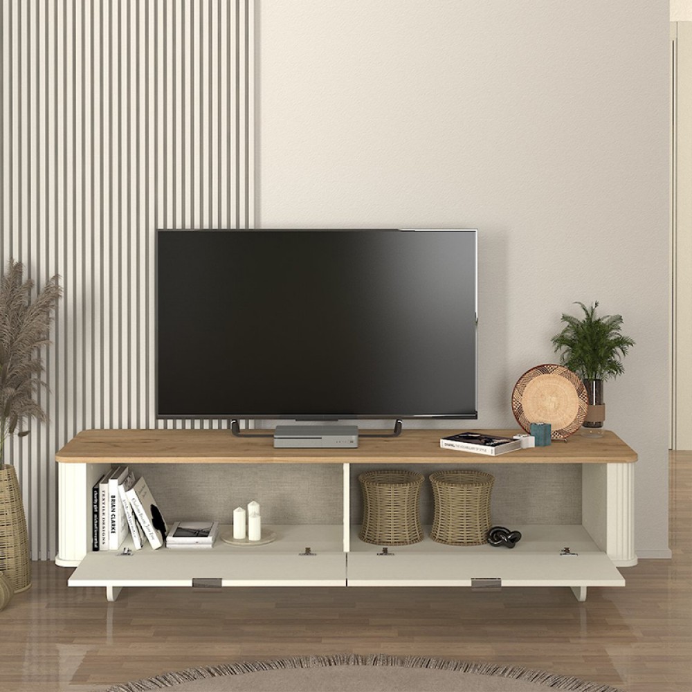 Έπιπλο τηλεόρασης Bohema Megapap χρώμα ivory - sepet oak 180x47x45,6εκ.