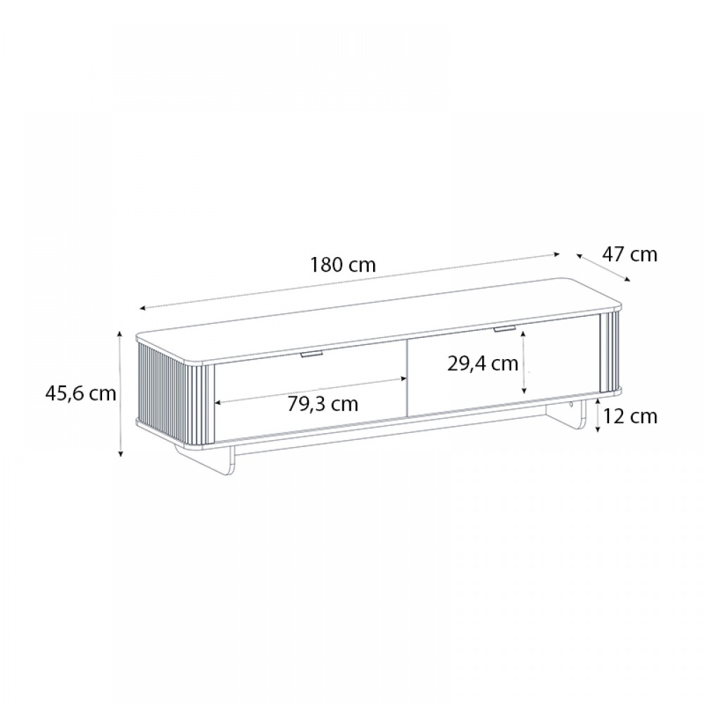 Έπιπλο τηλεόρασης Bohema Megapap χρώμα ivory - sepet oak 180x47x45,6εκ.