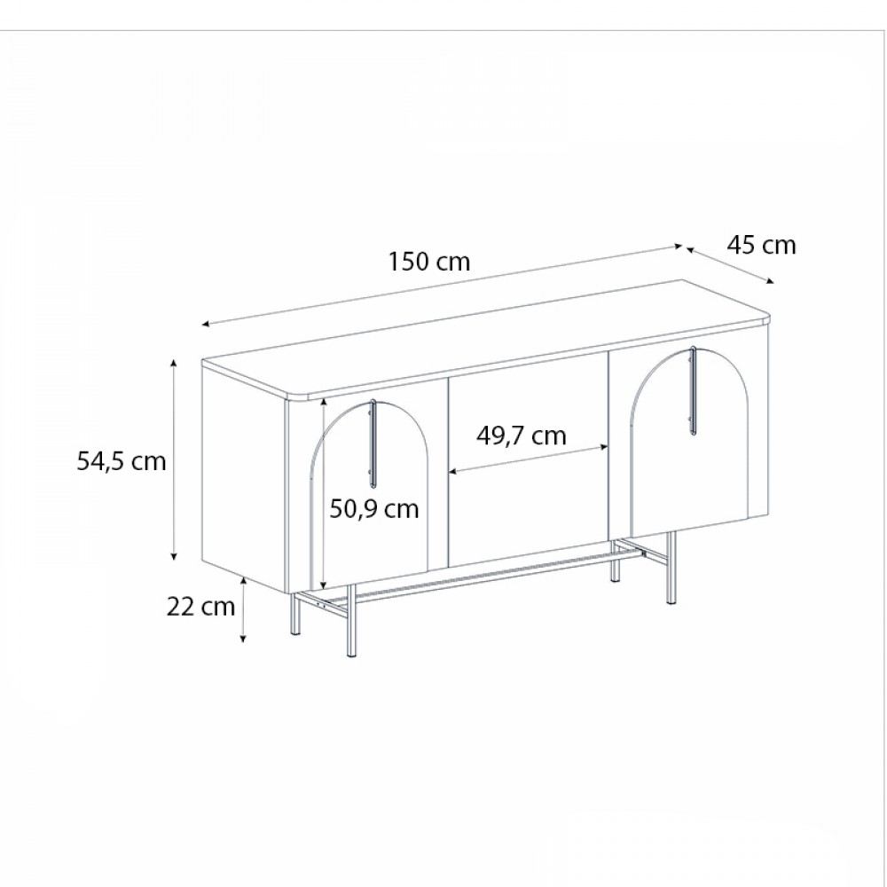 Μπουφές Rebel Megapap χρώμα rota oak - sandstone 150x45x76,5εκ.