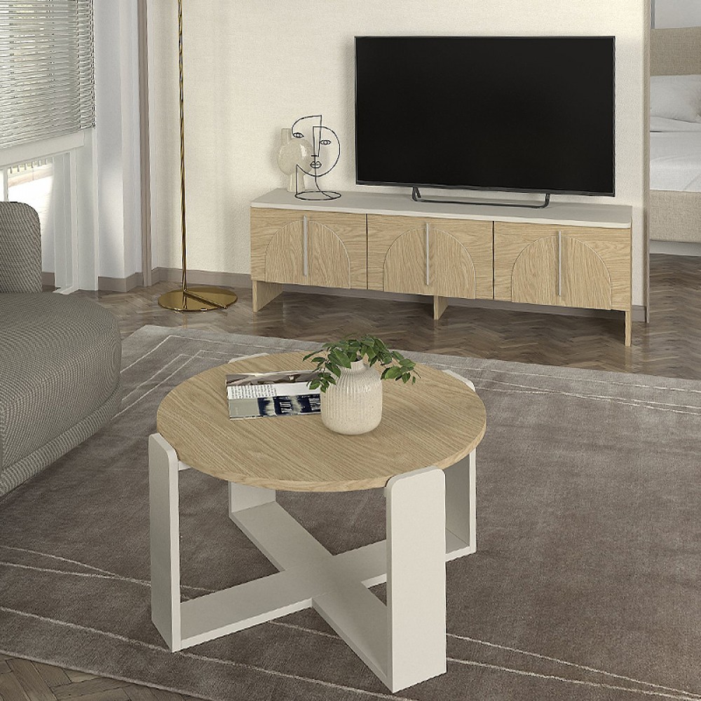 Έπιπλο τηλεόρασης Rebel Megapap χρώμα rota oak - sandstone 150x35x45εκ.