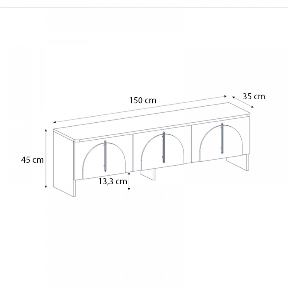 Έπιπλο τηλεόρασης Rebel Megapap χρώμα rota oak - sandstone 150x35x45εκ.