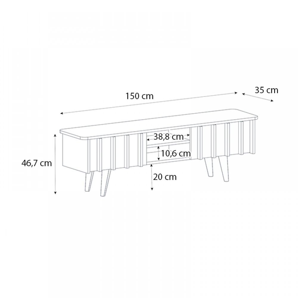 Έπιπλο τηλεόρασης Gemma Megapap χρώμα sepet oak 150x35x46,7εκ.