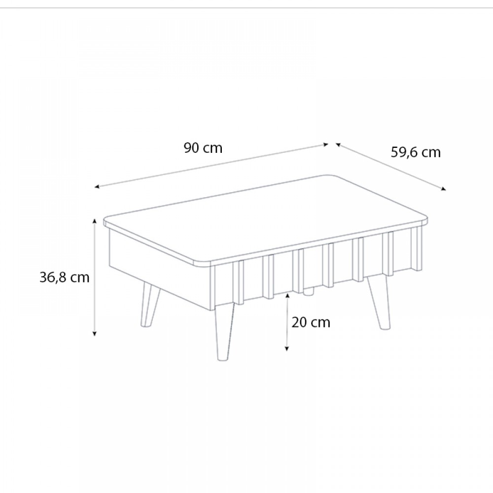 Τραπεζάκι σαλονιού Gemma Megapap χρώμα sepet oak 90x59,6x36,8εκ.