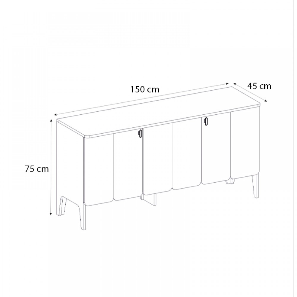 Μπουφές Pedro Megapap χρώμα ανθρακί - rota oak 150x45x75εκ.