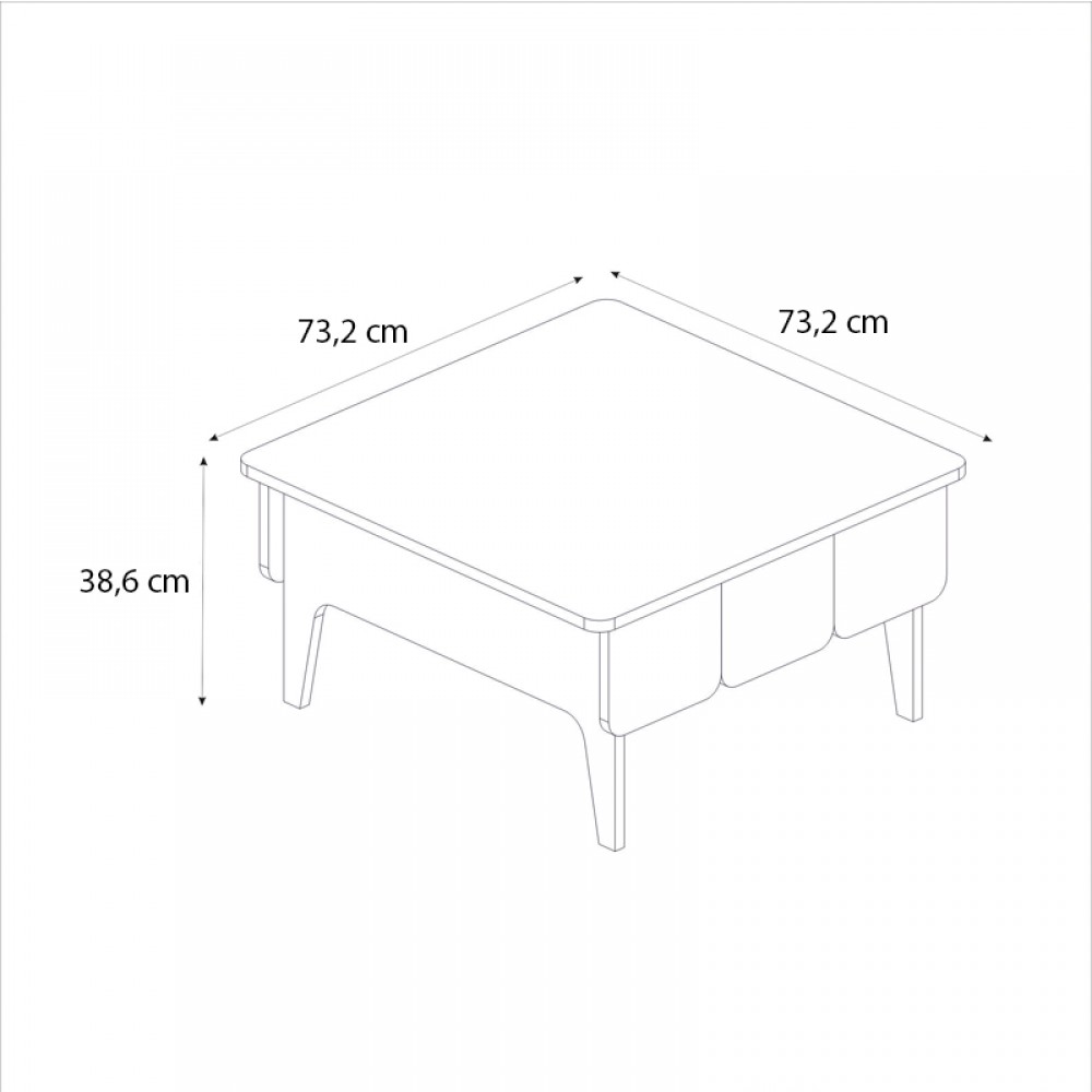 Τραπεζάκι σαλονιού Pedro Megapap χρώμα ανθρακί - rota oak 73,2x73,2x38,6εκ.