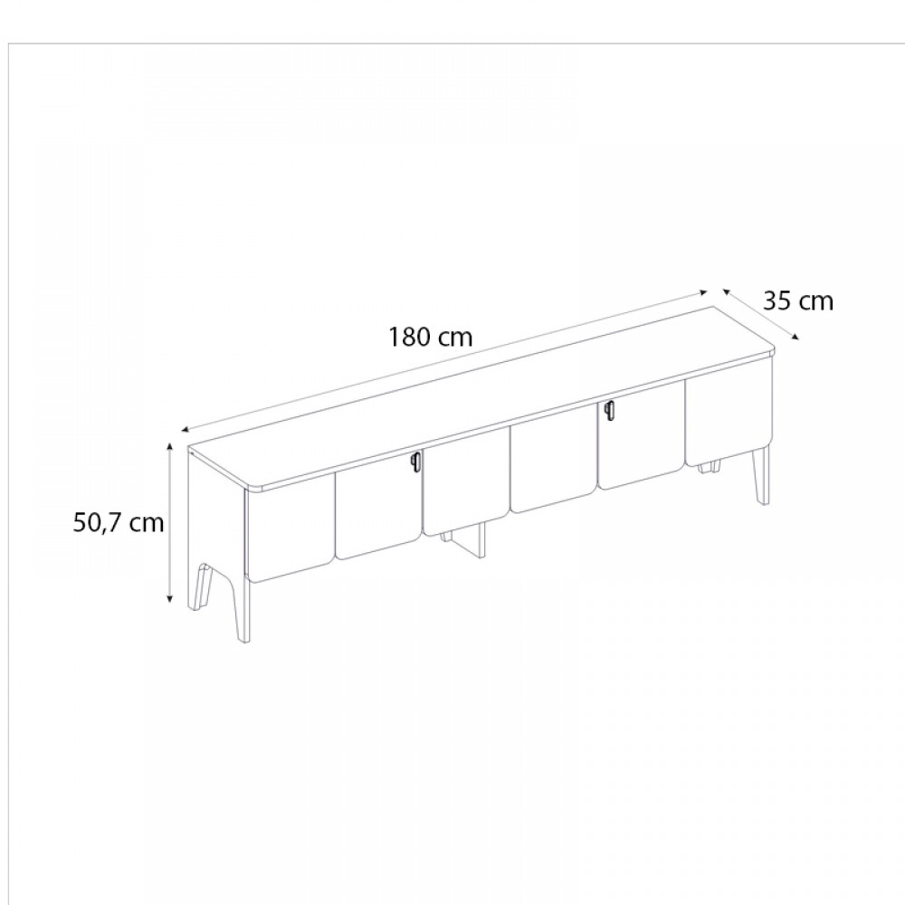 Έπιπλο τηλεόρασης Pedro Megapap χρώμα ανθρακί - rota oak 180x35x50,7εκ.