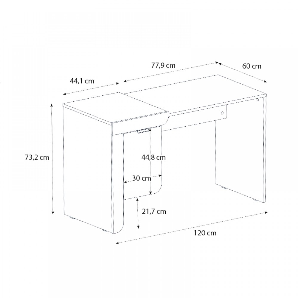 Γραφείο εργασίας Dario Megapap χρώμα sepet oak - λευκό 120x60x73,2εκ.