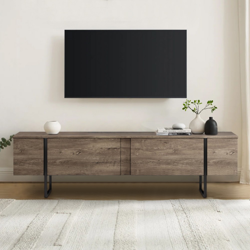 Έπιπλο τηλεόρασης Luxe Megapap χρώμα καρυδί 180x30x50εκ.