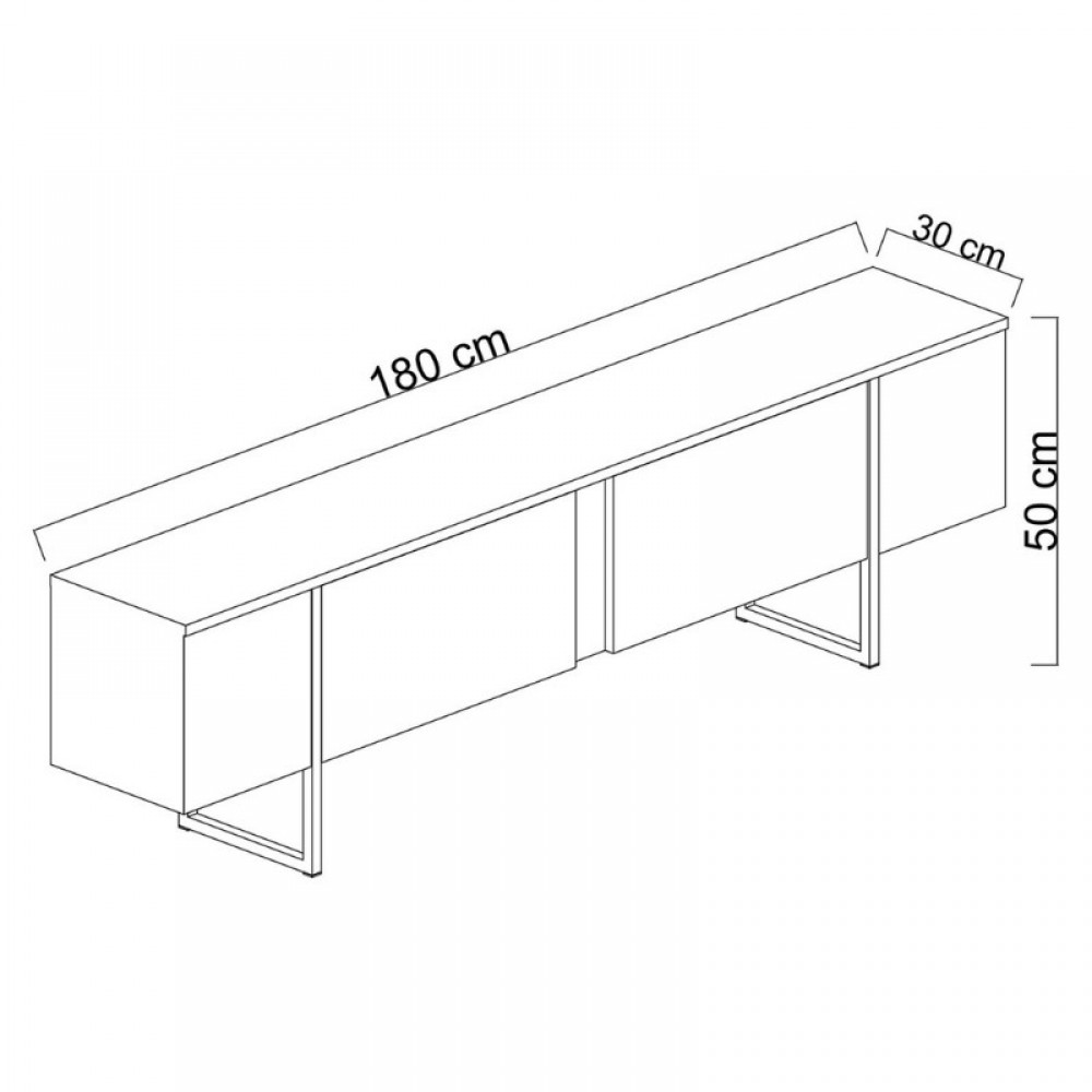 Έπιπλο τηλεόρασης Luxe Megapap χρώμα ανθρακί - χρυσό 180x30x50εκ.