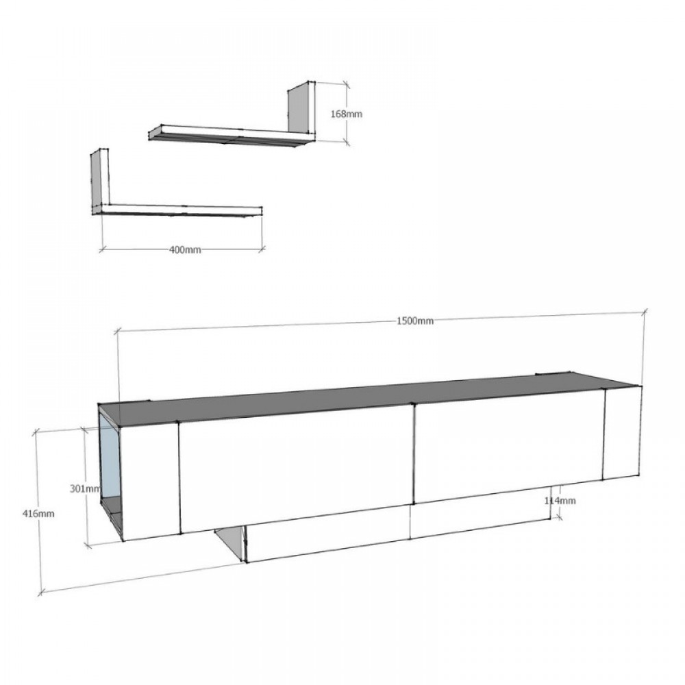 Έπιπλο τηλεόρασης Matera Megapap χρώμα λευκό 150x31,5x41,6εκ.