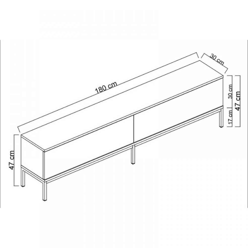 Έπιπλο τηλεόρασης Lord Megapap χρώμα μαύρο 180x30x47εκ.