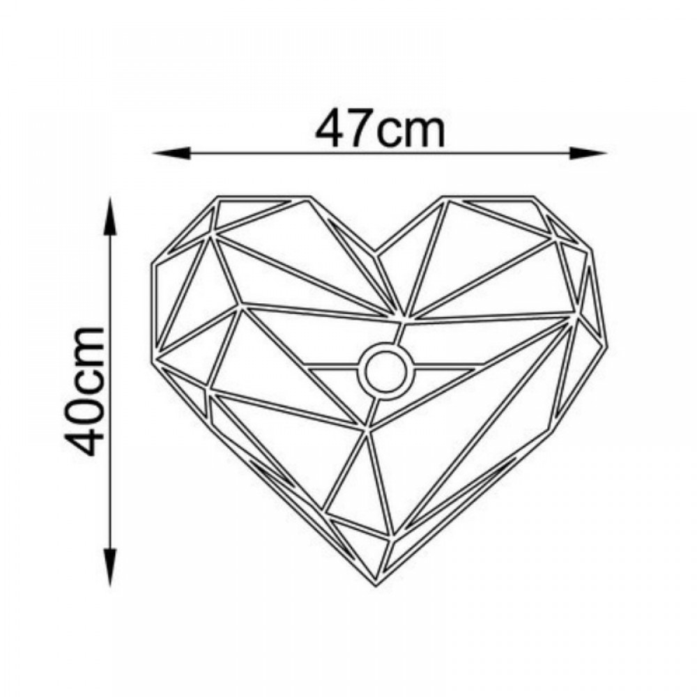 Απλίκα τοίχου Heart Megapap E27 μεταλλική χρώμα μαύρο 47x12x40εκ.