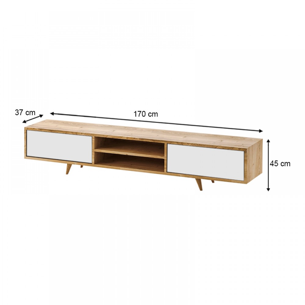 Έπιπλο τηλεόρασης Serine Megapap χρώμα sapphire oak - λευκό 170x37x45εκ.