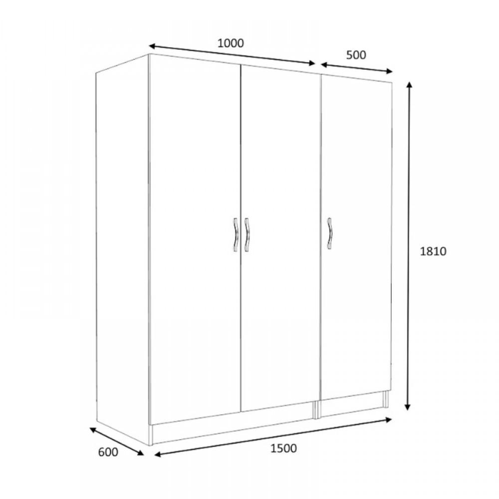 Ντουλάπα ρούχων Victoria Megapap τρίφυλλη χρώμα λευκό 150x60x181εκ.