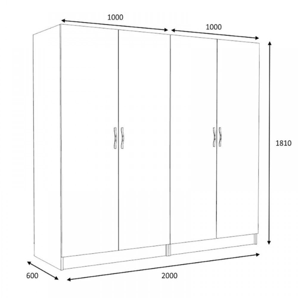 Ντουλάπα ρούχων Victoria Megapap τετράφυλλη χρώμα καρυδί 200x60x181εκ.