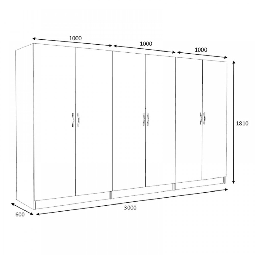 Ντουλάπα ρούχων Victoria Megapap εξάφυλλη χρώμα καρυδί 300x60x181εκ.