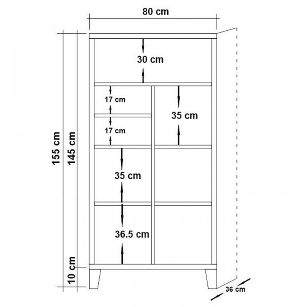 Βιβλιοθήκη PWF-0181-7 σε χρώμα πεύκου 80x36x155εκ