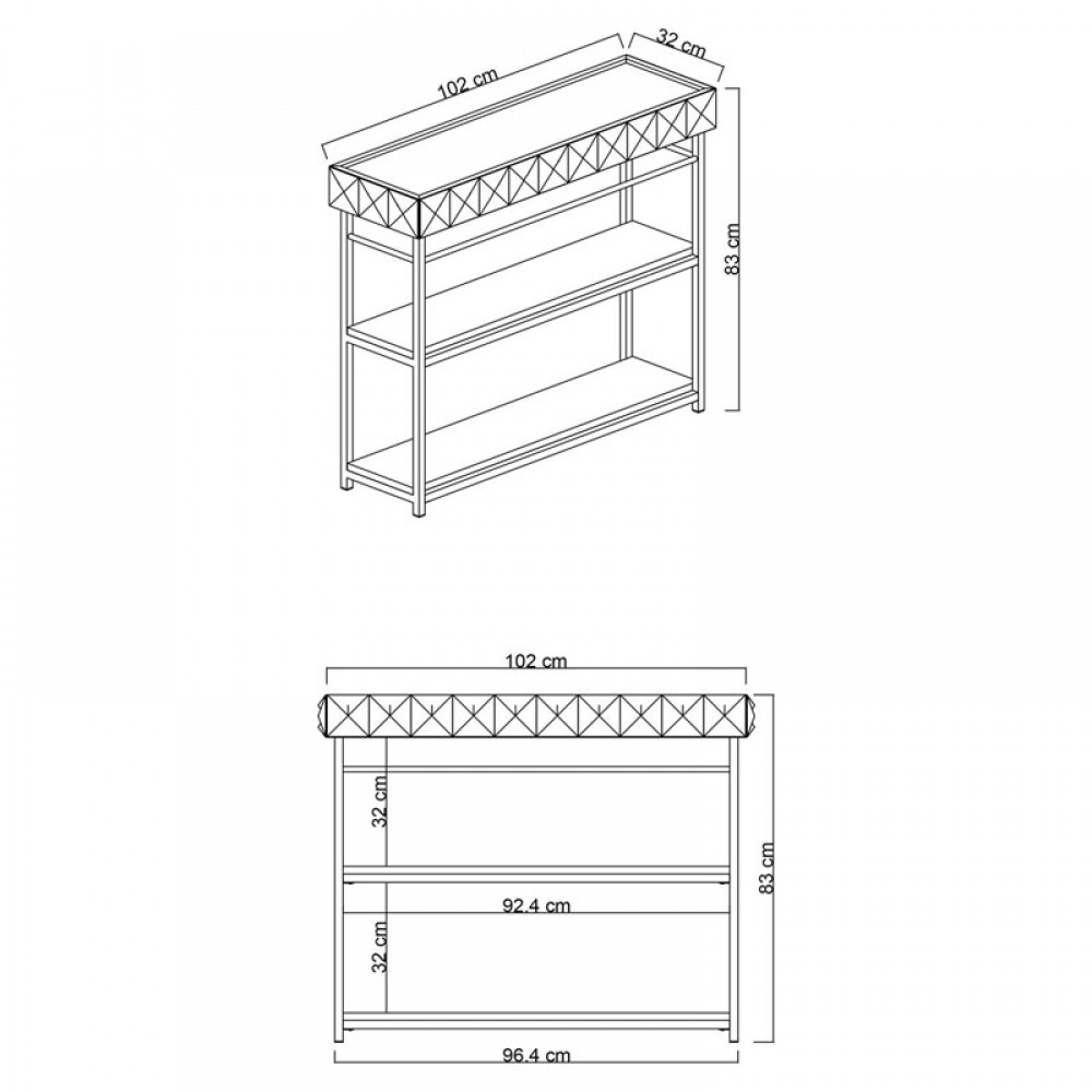 Κονσόλα PWF-0629 pakoworld λευκό-μαύρο 102x32x83εκ