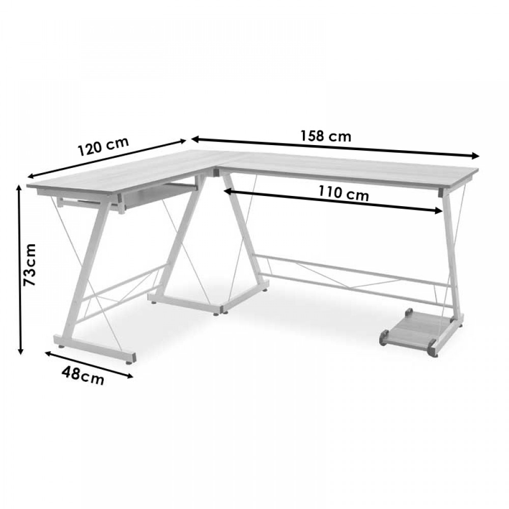 Γραφείο γωνιακό Levi pakoworld-MDF χρώμα oak-λευκό 158x120x73εκ