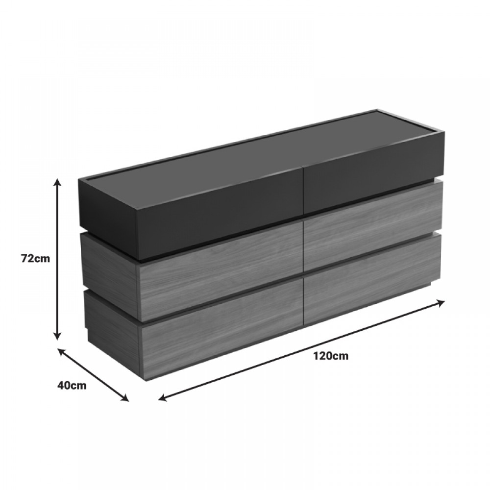 Συρταριέρα Sonlen pakoworld mdf σε ανθρακί-sonoma απόχρωση 120x40x72εκ