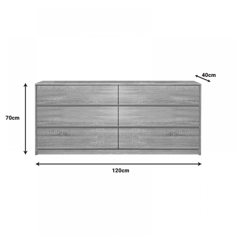 Συρταριέρα Kuanger pakoworld mdf σε φυσική απόχρωση 120x40x70εκ