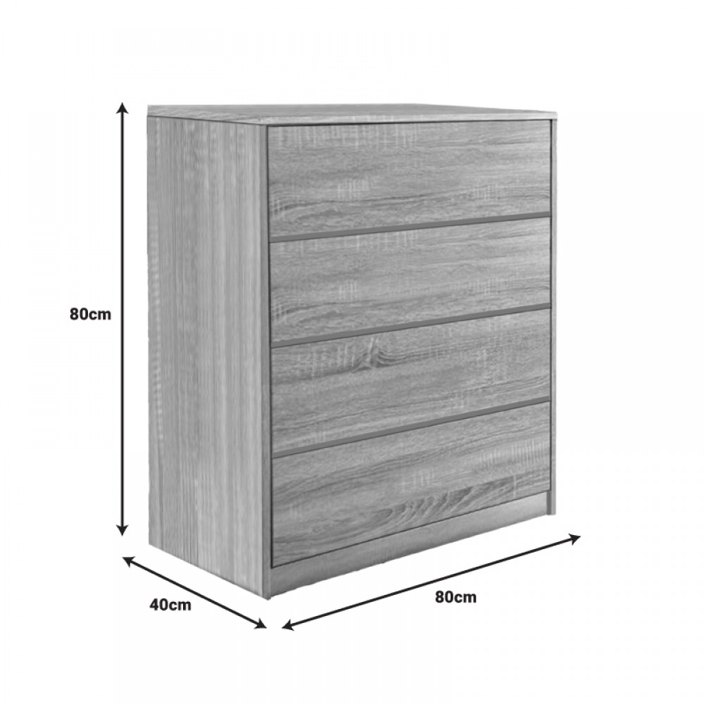 Συρταριέρα Kuanger pakoworld mdf σε φυσική απόχρωση 80x40x80εκ