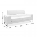 Καναπές Shea pakoworld 3θέσιος PU ivory-inox 198x80x87εκ