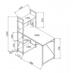 Γραφείο-ραφιέρα Ramon pakoworld φυσικό-μαύρο 122x64x120εκ