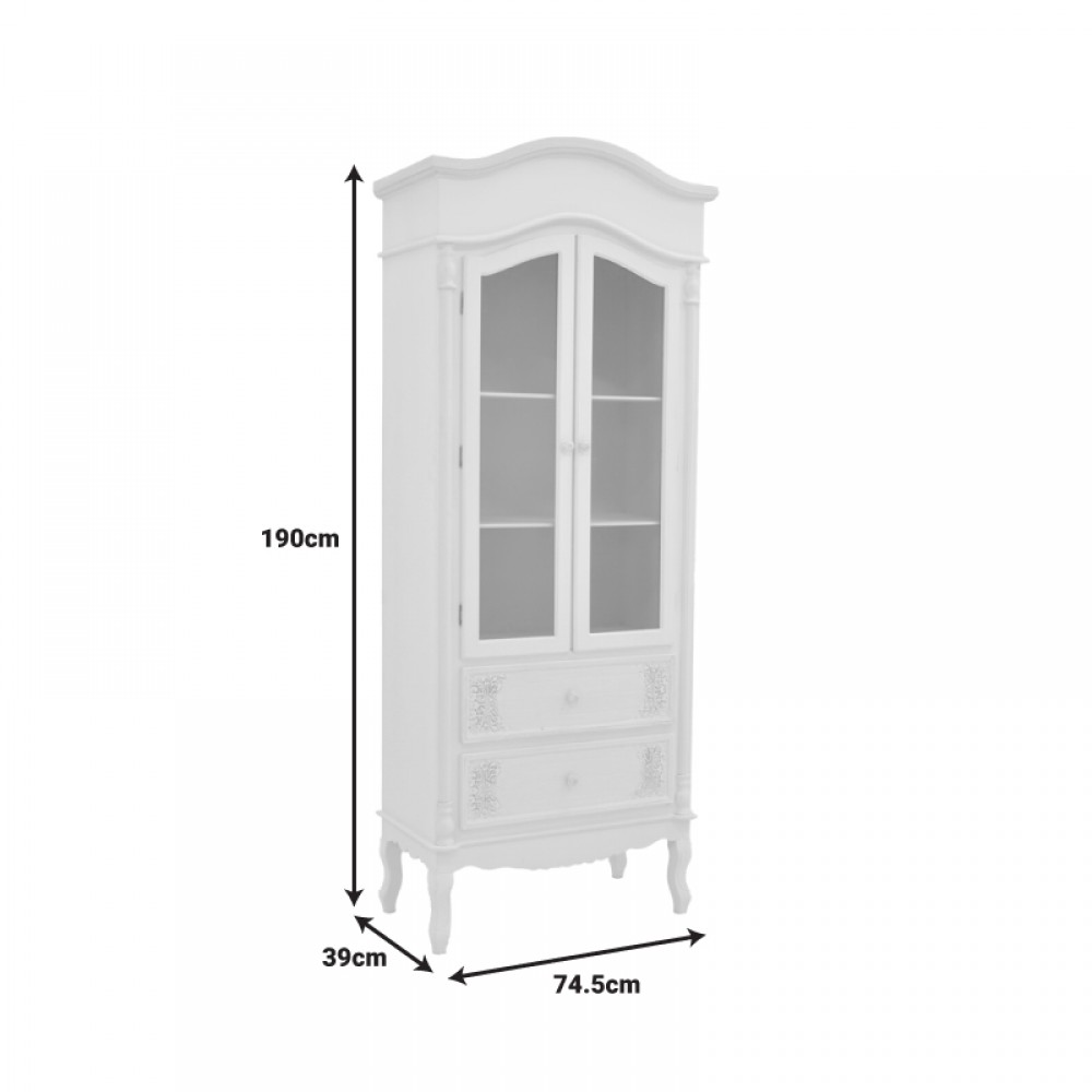 Βιτρίνα Pazlen Inart mdf σε λευκή αντικέ απόχρωση 74.5x39x190εκ