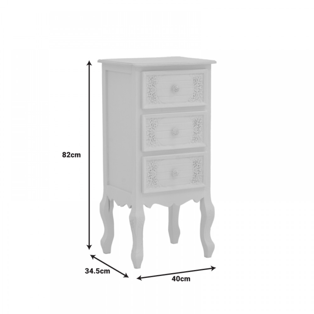 Συρταριέρα Pazlen Inart mdf σε λευκή αντικέ απόχρωση 40x34.5x82εκ