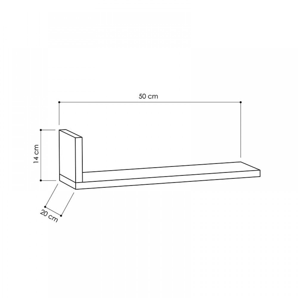 Ραφιέρα τοίχου L-Model pakoworld χρώμα λευκό 50x20x14εκ