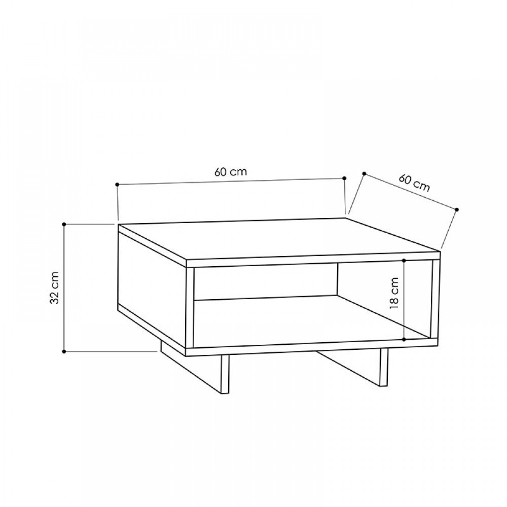 Τραπέζι σαλονιού Hola pakoworld φυσικό-ανθρακί 60x60x32εκ